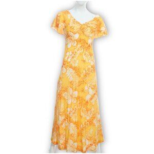 Vintage 70s Hawaiian Maxi Dress Size 6 Floral by Hukilau Fashions Honolulu 52"